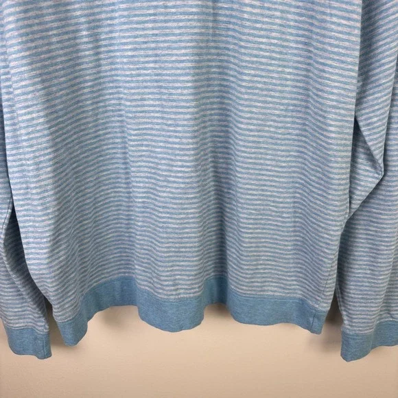 J McLaughlin Womens Sz M Shirt Pullover Striped 1/4 Zip Blue Gray Long Sleeve - Picture 5 of 9